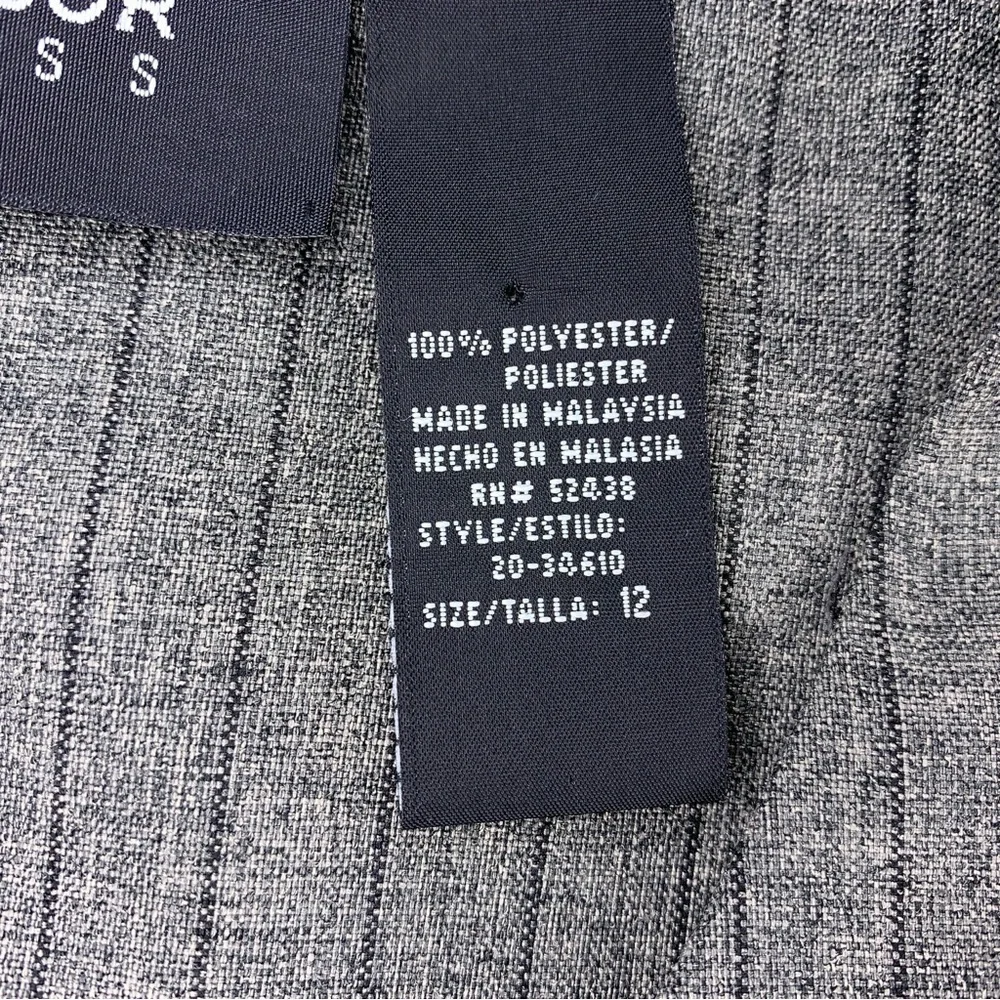 Vintage Size 12 Sag Harbor Grey Striped Vest Button Up Academia Goth Vneck